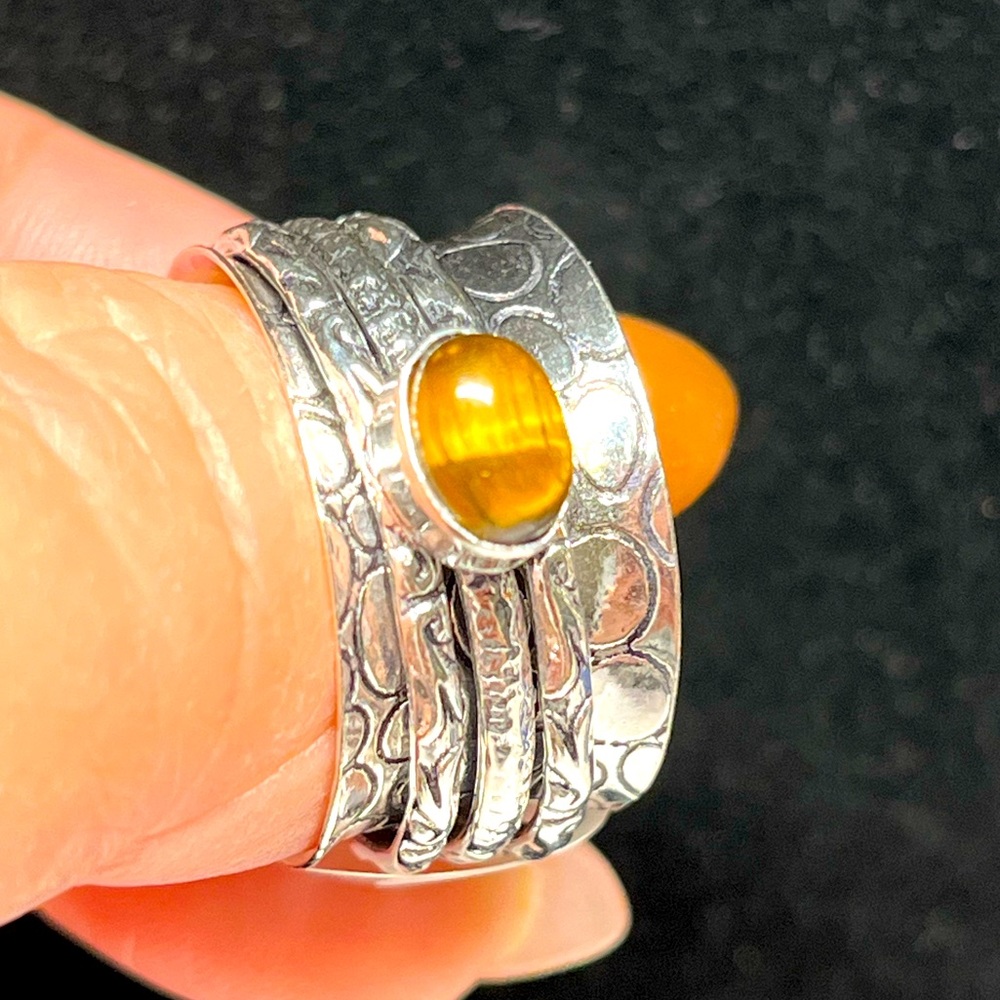 Sterling silver wide BAND “fidget” spinner ring NWT